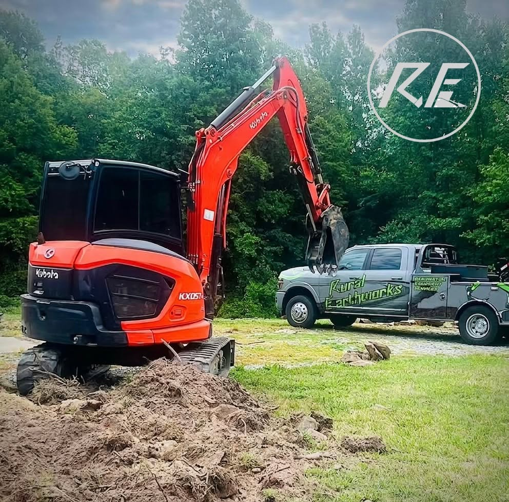Rural Earthworks excavator and branded work truck