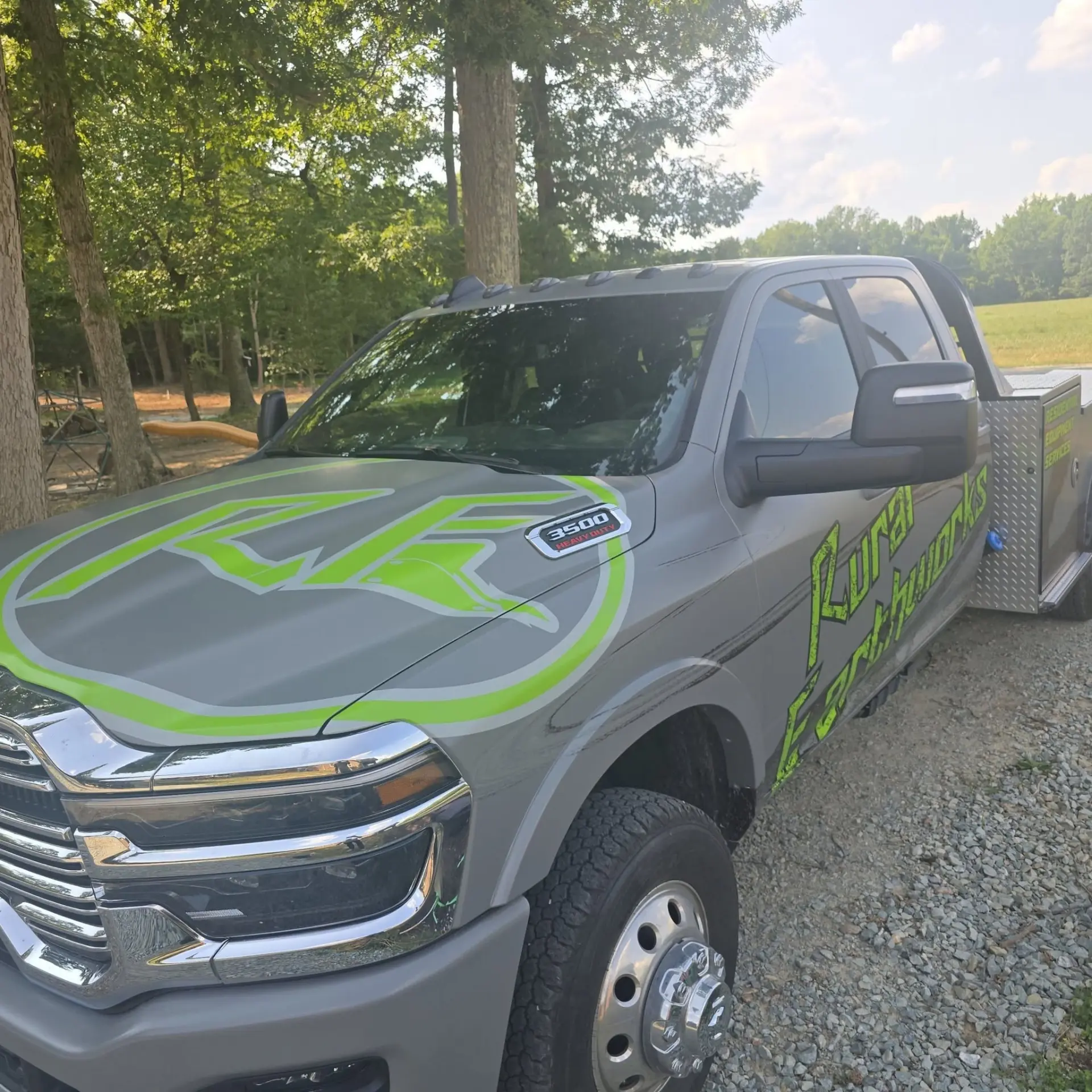 Rural Earthworks branded service truck